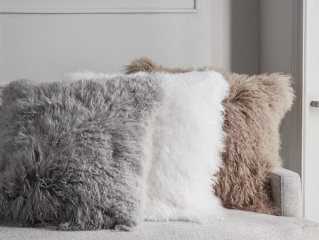 Mongolian Lambswool Cushion by Luxury Living 43 x 43cm on Sale