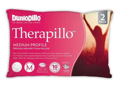 THERAPILLO Premium Memory Foam Medium Profile Pillow by Dunlopillo (2 Pack) Online now