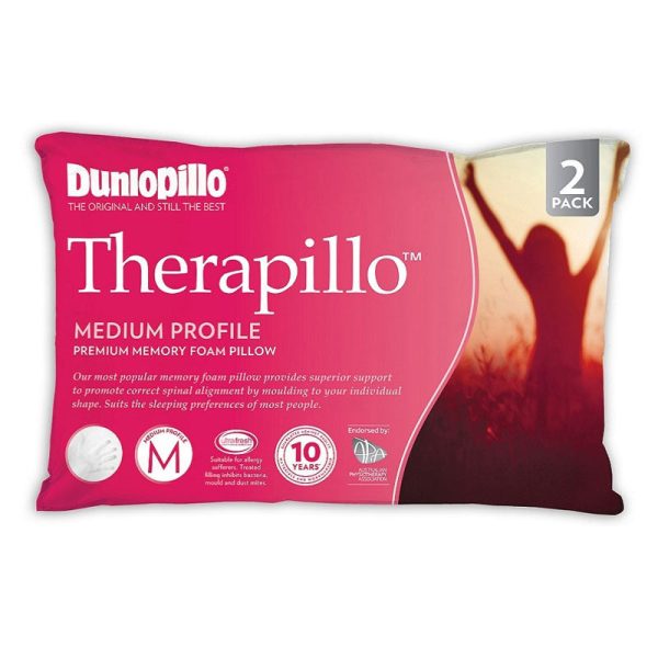 THERAPILLO Premium Memory Foam Medium Profile Pillow by Dunlopillo (2 Pack) Online now