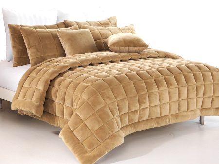 Augusta Faux Mink Quilt Set LATTE by Alastair s Fine Linen Discount