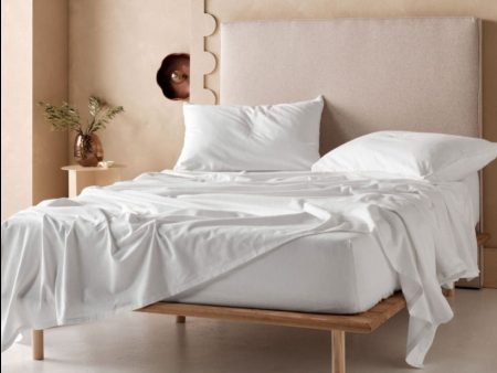 Flannelette Plain-Dyed White Sheet Set by LINEN HOUSE Sale