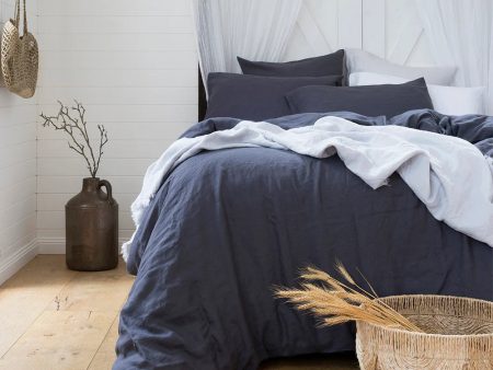 French Linen Quilt Cover Set by Bambury - Charcoal Online Hot Sale