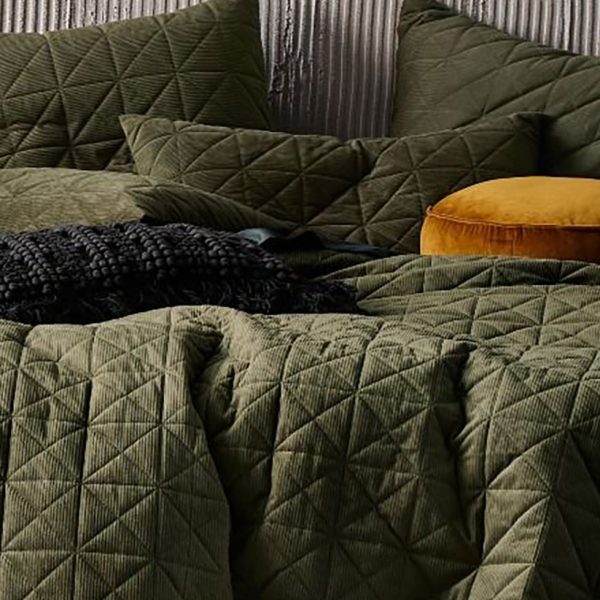 Heath Olive Quilt Cover Set by Linen House Sale