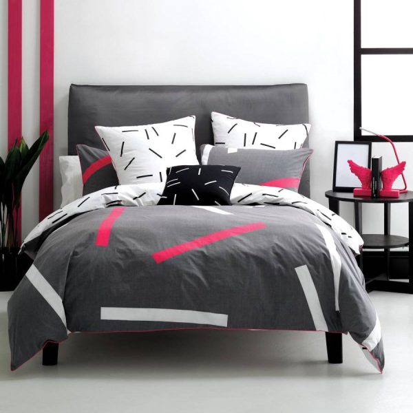 Pillar Charcoal Quilt Cover Set by DECO Linen House Sale