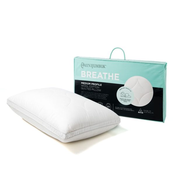 MiniJumbuk Breathe Wool Cotton Quilted Pillow MEDIUM Profile Supply