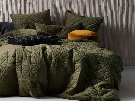 Heath Olive Quilt Cover Set by Linen House Sale