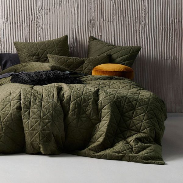 Heath Olive Quilt Cover Set by Linen House Sale