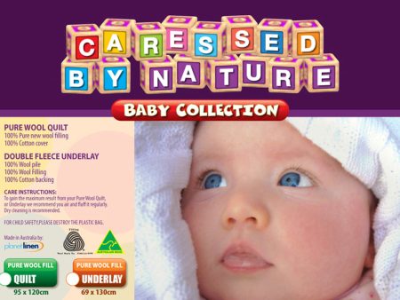 100% Australian Wool Reversible Cot Under Blanket by Caressed by Nature Online