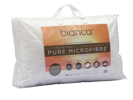 Relax Right 1000gm Pure Microfibre Fill Medium Profile Pillow by Bianca Fashion