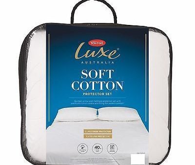 Tontine Luxe Soft Cotton Quilted Mattress & Pillow Protector Set Online Hot Sale