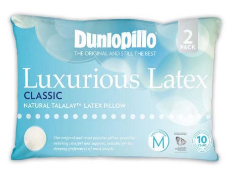 Dunlopillo Classic 2 Pack Genuine Luxurious Talalay Latex Medium Profile & Feel Pillows Online Sale